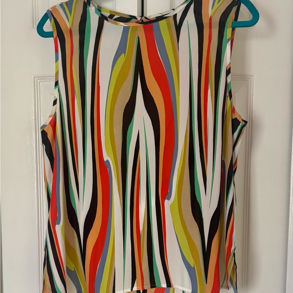 Halogen Black and White Sleeveless Tank Top
